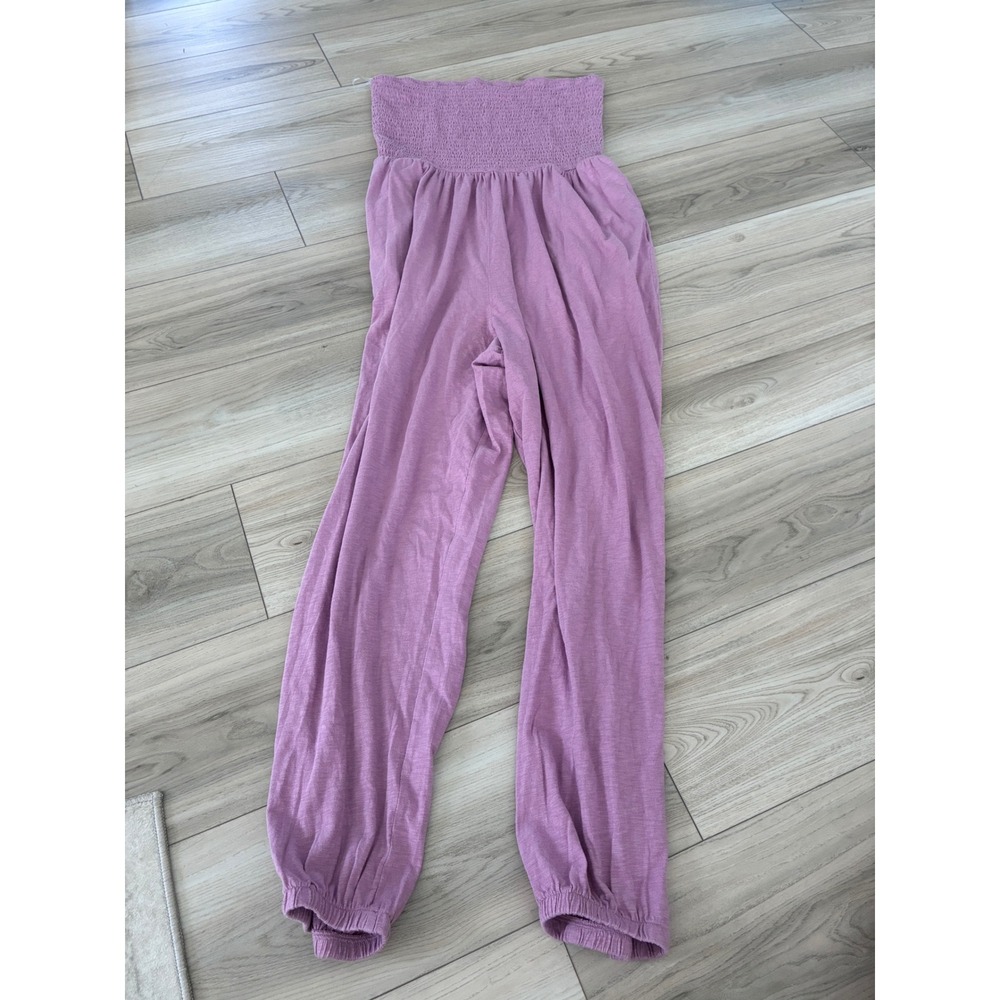 American Eagle Smocked Jumpsuit strapless Purple Mauve L NWT